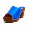 sabots femme grande taille du 40 au 48, métallisées bleu, talon de  9 cm et plus, à patins mode talon haut sandales talons hauts detente, chaussures pour l&#039;été
