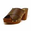 sabots femme grande taille du 40 au 48, cuir grainé noir, talon de  9 cm et plus, à patins mode talon haut sandales talons hauts detente, chaussures pour l&#039;été