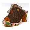 mules femme grande taille du 40 au 48, toile noir, talon de  9 cm et plus, à patins mode habillee sandales talons hauts detente fantaisie, chaussures pour l&#039;été