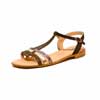 sandales femme grande taille du 40 au 48, métallisées multicolore noir, talon de 0,5 à 2 cm, mode plates sandales plates souples detente, chaussures pour l&#039;été