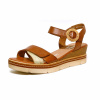 sandalettes femme grande taille du 40 au 48, cuir lisse marron, talon de 5 à 6 cm, confort detente talons compensés, chaussures pour l&#039;été