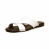 mules femme grande taille du 40 au 48, brillant blanc, talon de 0,5 à 2 cm, sandales plates detente, toutes saisons