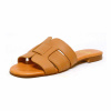 mules femme grande taille du 40 au 48, cuir lisse camel, talon de 0,5 à 2 cm, sandales plates detente, toutes saisons