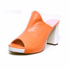 mules femme grande taille du 40 au 48, cuir lisse orange, talon de  9 cm et plus, mode talon haut tendance habillee sandales talons hauts detente, toutes saisons
