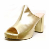mules femme grande taille du 40 au 48, cuir lisse platine or, talon de  9 cm et plus, mode talon haut tendance gay habillee sandales talons hauts detente fantaisie, toutes saisons