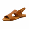 sandalettes femme grande taille du 40 au 48, cuir grainé marron, talon de 0,5 à 2 cm, plates souples detente, chaussures pour l&#039;été