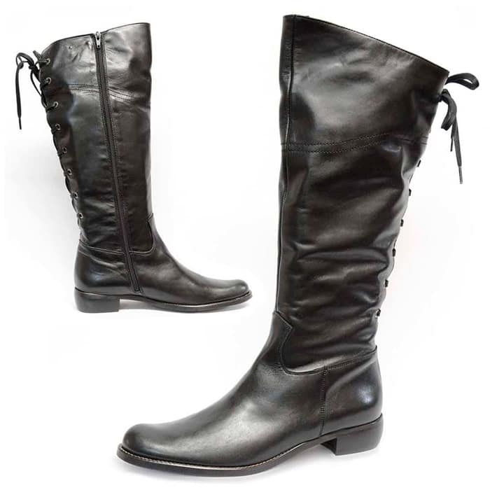 bottes femme grande taille du 40 au 48, cuir lisse noir, talon de 3 à 4 cm, confort bottes mollets larges, hiver