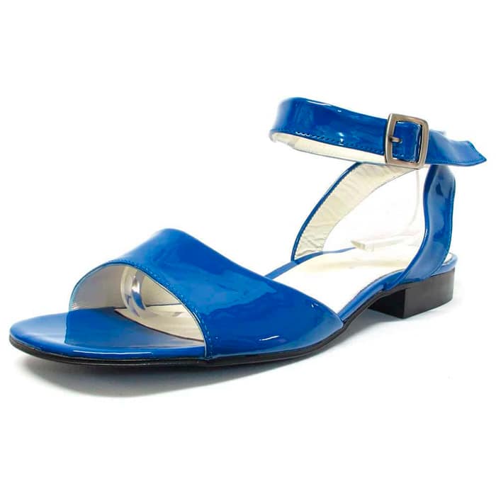sandalettes femme grande taille du 40 au 48, vernis bleu, talon de 0,5 à 2 cm, sandales plates, chaussures pour l'été