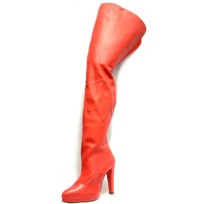 bottes femme grande taille du 40 au 48, cuir lisse rouge, talon de  9 cm et plus, à patins bottes mollets larges fantaisie, toutes saisons