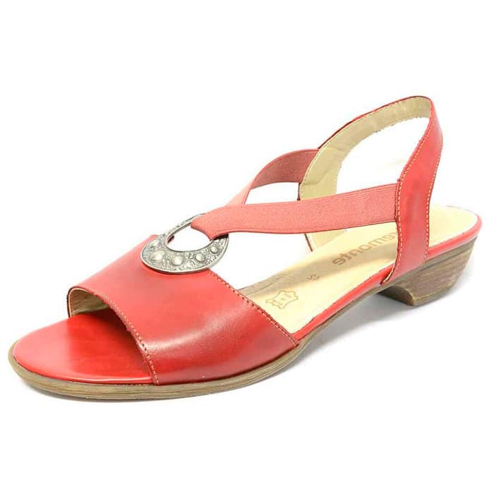 sandales femme grande taille du 40 au 48, cuir lisse rouge, talon de 3 à 4 cm, souples detente, chaussures pour l'été