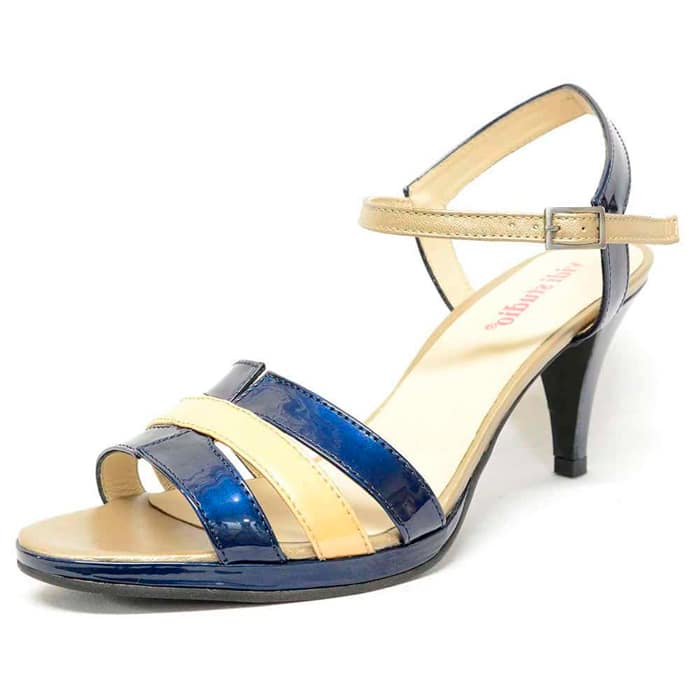 sandales femme grande taille du 40 au 48, vernis bleu, talon de 7 à 8 cm, à patins tendance sexy, chaussures pour l'été