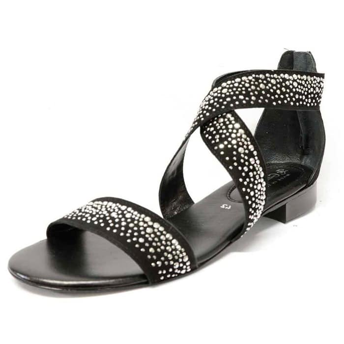 sandalettes femme grande taille du 40 au 48, velours noir, talon de 0,5 à 2 cm, tendance sandales plates detente, chaussures pour l'été