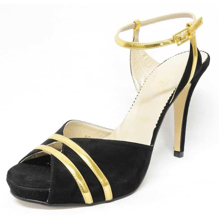 sandales femme grande taille du 40 au 48, velours noir, talon de  9 cm et plus, à patins fantaisie, chaussures pour l'été