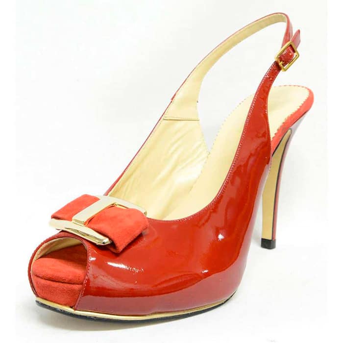 sandales femme grande taille du 40 au 48, vernis rouge, talon de  9 cm et plus, à patins de soiree fantaisie, chaussures pour l'été