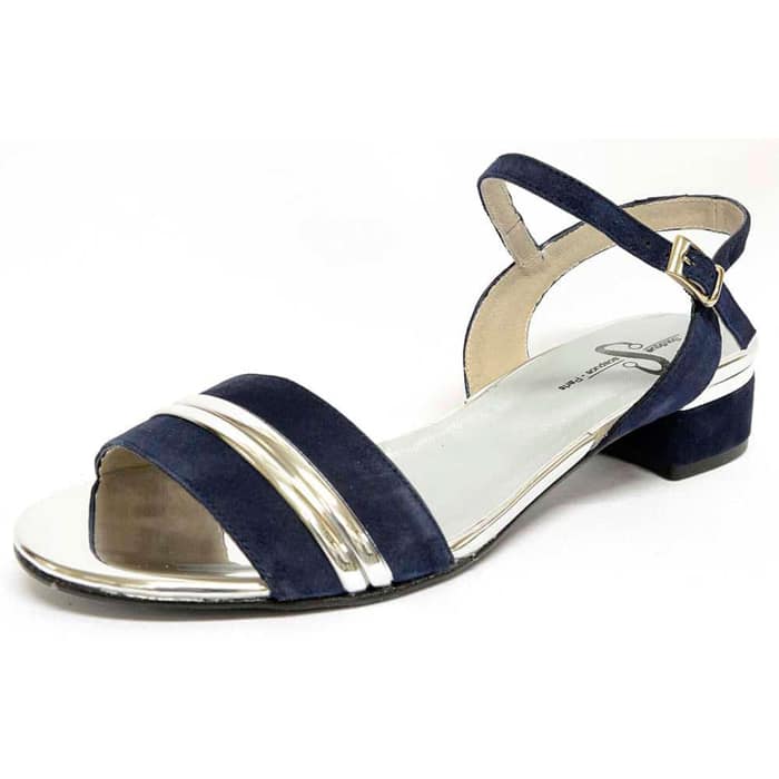 sandales femme grande taille du 40 au 48, velours bleu metallise, talon de 3 à 4 cm, mode tendance, chaussures pour l'été