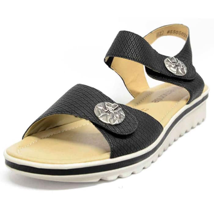 sandalettes femme grande taille du 40 au 48, cuir lisse noir, talon de 0,5 à 2 cm, mode detente, chaussures pour l'été