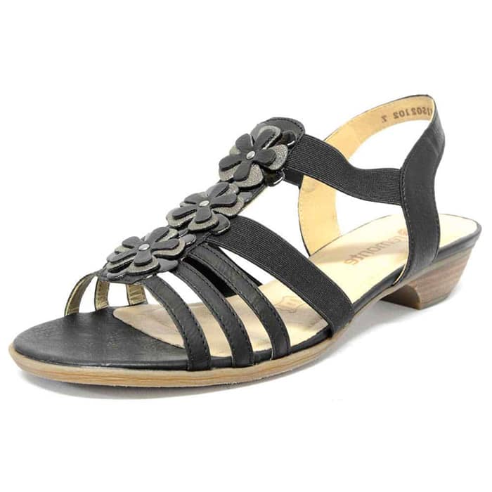 sandalettes femme grande taille du 40 au 48, simili cuir noir, talon de 3 à 4 cm, souples detente, chaussures pour l'été