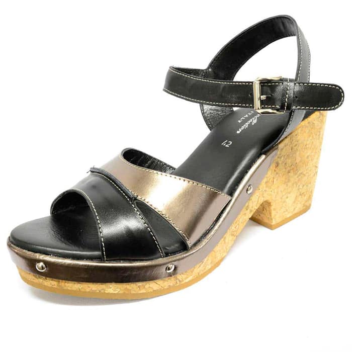 sandales femme grande taille du 40 au 48, cuir lisse noir, talon de  9 cm et plus, sandales talons hauts, chaussures pour l'été