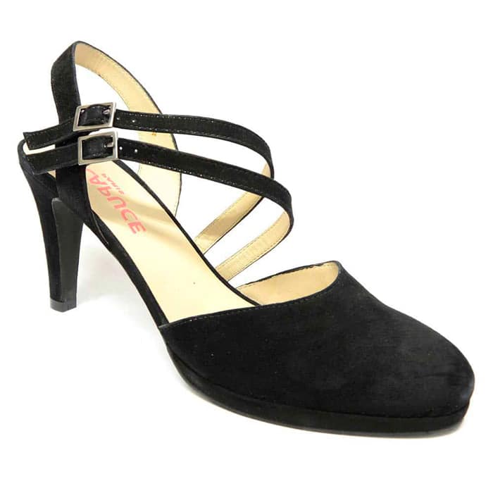 sandales femme grande taille du 40 au 48, velours noir, talon de 7 à 8 cm, à patins habillee sandales talons hauts, printemps