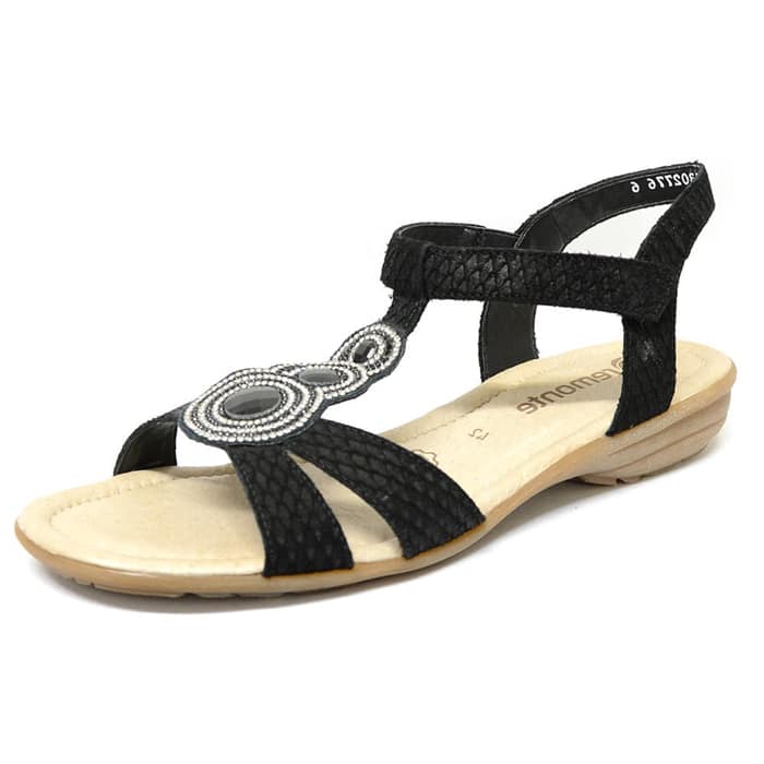 sandalettes femme grande taille du 40 au 48, croco noir, talon de 3 à 4 cm, pas cheres sandales plates confort, chaussures pour l'été