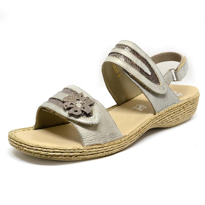 sandales femme grande taille du 40 au 48, cuir fripé beige metallise multicolore, talon de 3 à 4 cm, sandales plates confort detente, chaussures pour l'été