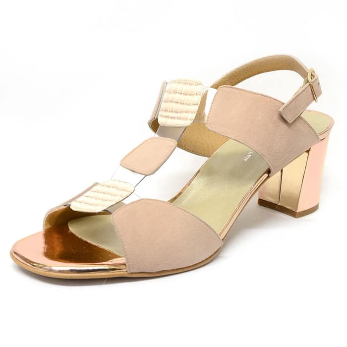 sandales femme grande taille du 40 au 48, métallisées beige metallise multicolore, talon de 7 à 8 cm, habillee sandales talons hauts, chaussures pour l'été