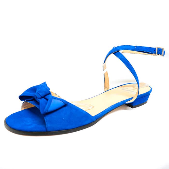 sandales femme grande taille du 40 au 48, velours bleu, talon de 0,5 à 2 cm, habillee sandales plates, chaussures pour l'été