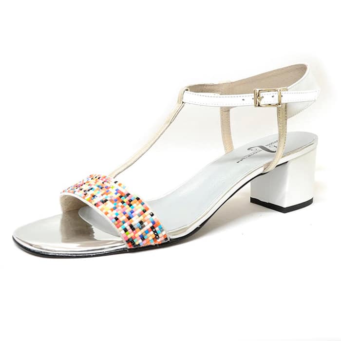 sandales femme grande taille du 40 au 48, brillant blanc, talon de 5 à 6 cm, habillee sandales talons hauts, toutes saisons