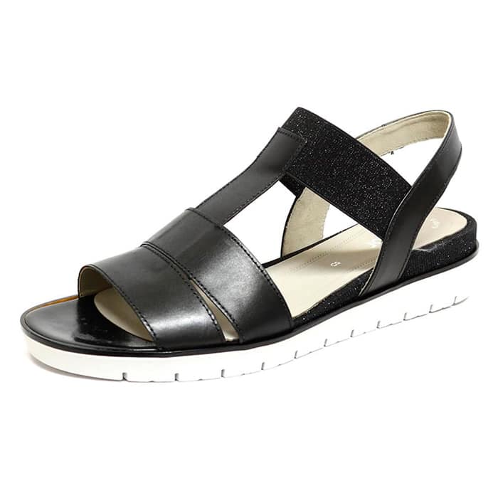 sandales femme grande taille du 40 au 48, cuir lisse noir, talon de 3 à 4 cm, souples confort, chaussures pour l'été