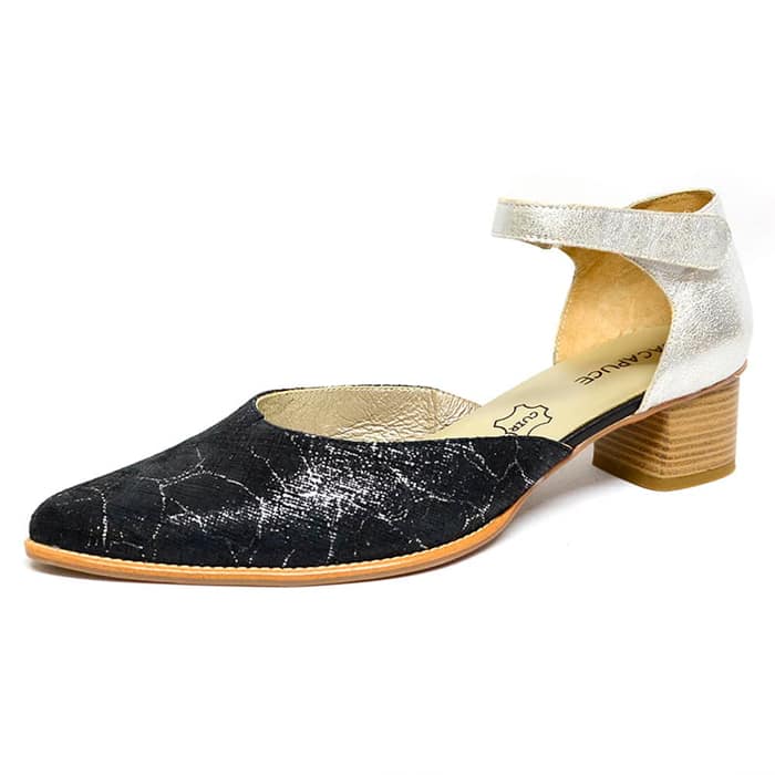 sandales femme grande taille du 40 au 48, brillant metallise noir, talon de 3 à 4 cm, tendance habillee, printemps