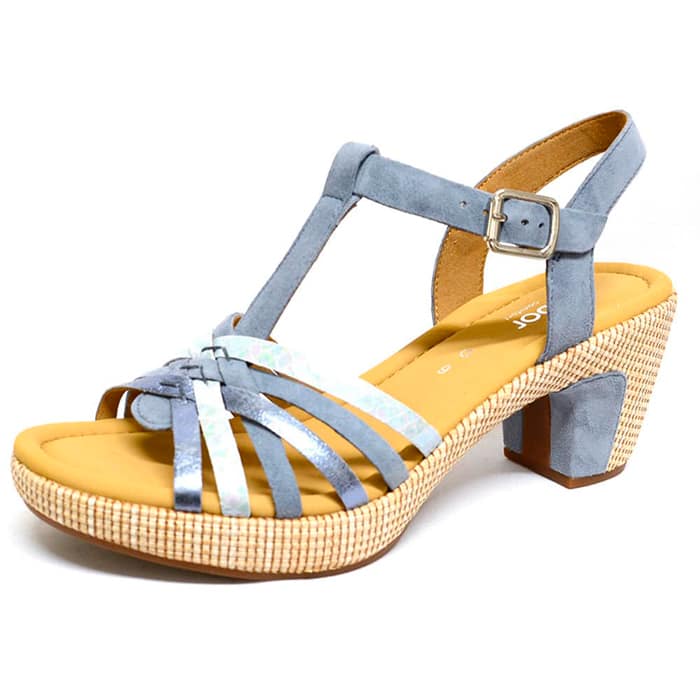 sandales femme grande taille du 40 au 48, nubuck bleu, talon de 7 à 8 cm, à patins mode sandales talons hauts, chaussures pour l'été