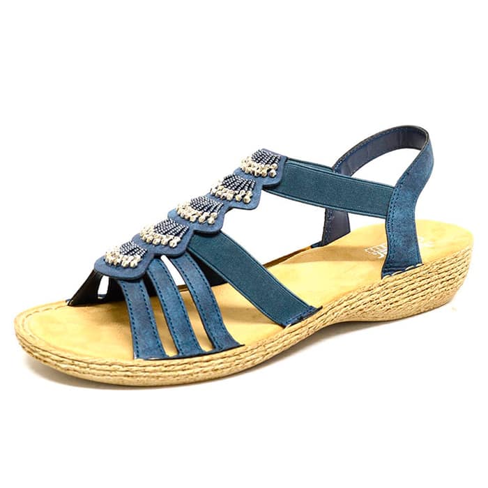sandalettes femme grande taille du 40 au 48, nubuck bleu, talon de 3 à 4 cm, sandales plates confort talons compensés, chaussures pour l'été