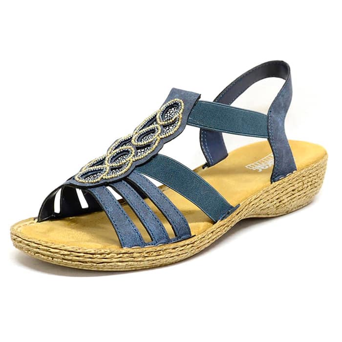 sandalettes femme grande taille du 40 au 48, cuir lisse bleu, talon de 3 à 4 cm, confort detente, chaussures pour l'été