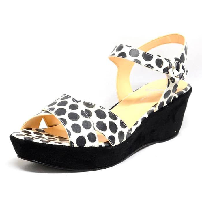 sandales femme grande taille du 40 au 48, cuir lisse blanc noir, talon de 5 à 6 cm, detente, chaussures pour l'été