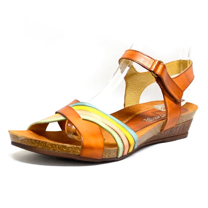sandalettes femme grande taille du 40 au 48, cuir lisse marron multicolore, talon de 3 à 4 cm, detente, chaussures pour l'été