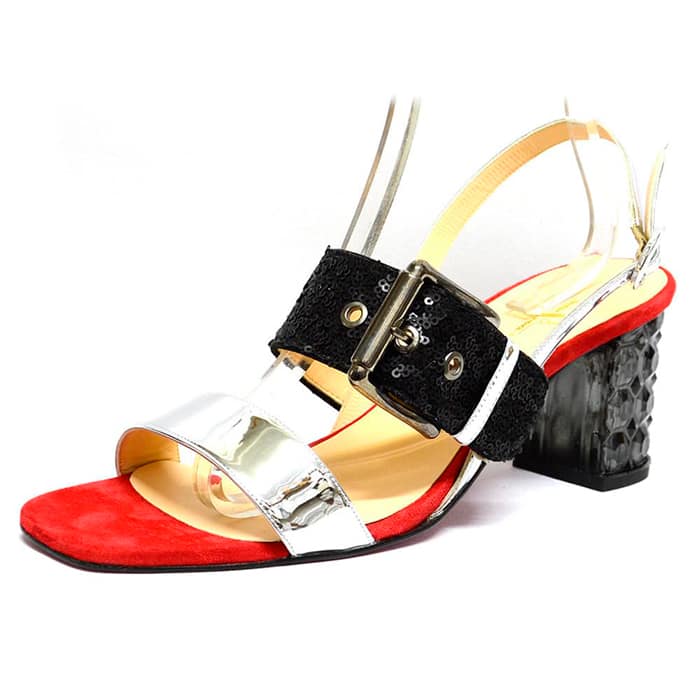 sandales femme grande taille du 40 au 48, métallisées argent metallise multicolore, talon de 7 à 8 cm, tendance habillee sandales talons hauts, toutes saisons