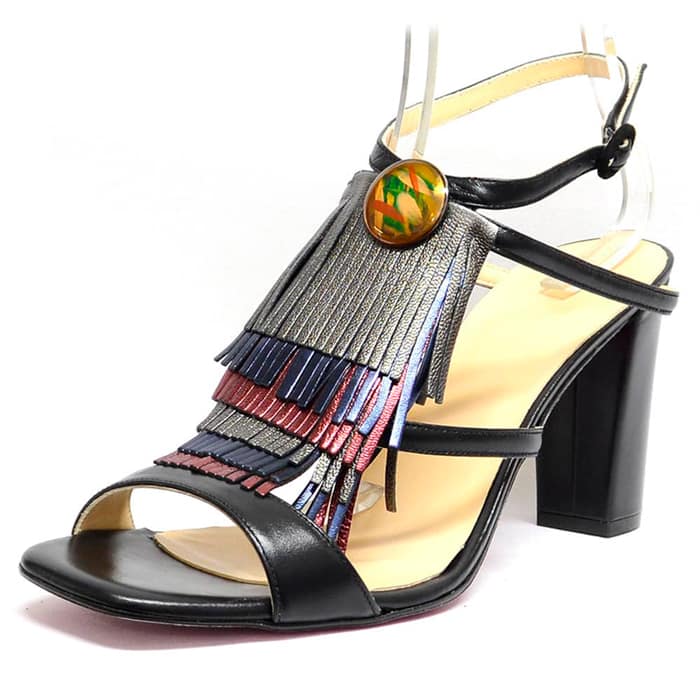 sandales femme grande taille du 40 au 48, cuir lisse multicolore noir, talon de  9 cm et plus, tendance habillee sandales talons hauts, toutes saisons