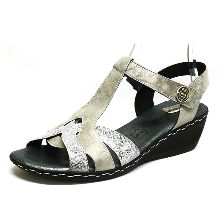 sandales femme grande taille du 40 au 48, cuir lisse argent, talon de 5 à 6 cm, confort detente talons compensés, chaussures pour l'été