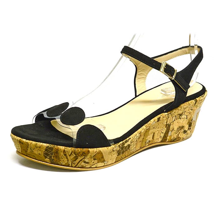 sandales femme grande taille du 40 au 48, velours noir, talon de 5 à 6 cm, confort detente talons compensés, chaussures pour l'été