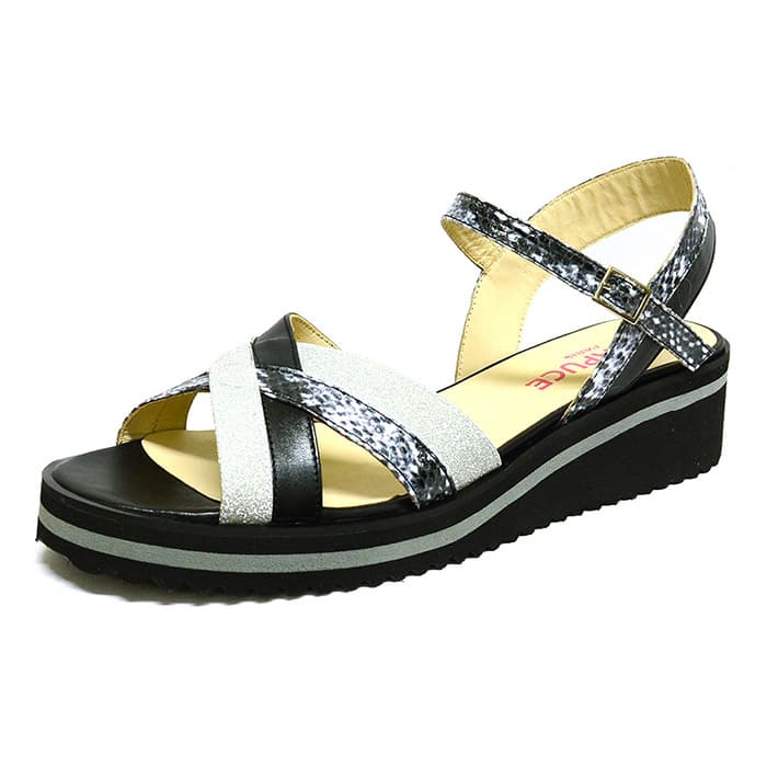 sandales femme grande taille du 40 au 48, brillant argent gris noir, talon de 3 à 4 cm, detente talons compensés, chaussures pour l'été