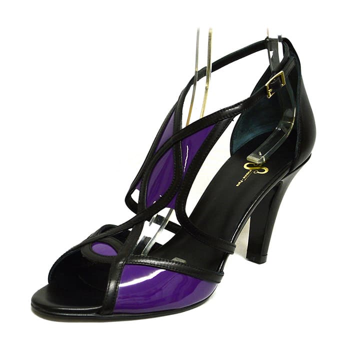 sandales femme grande taille du 40 au 48, cuir lisse noir violet, talon de  9 cm et plus, de soiree talon haut habillee sandales talons hauts fantaisie, chaussures pour l'été