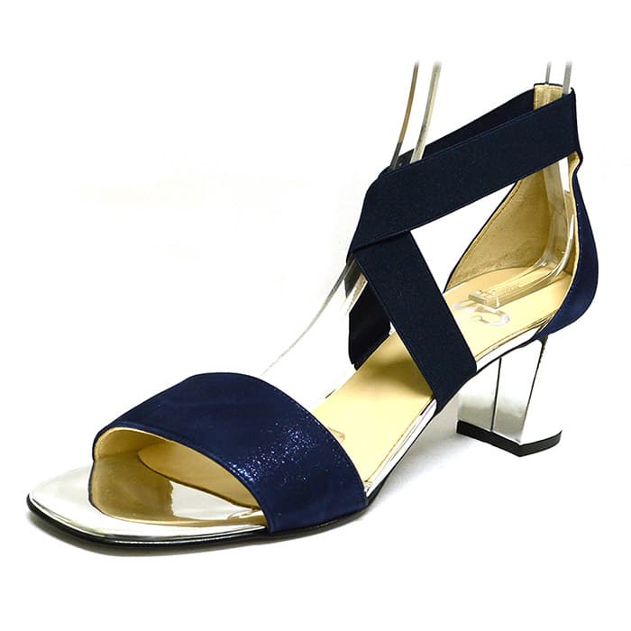 sandales femme grande taille du 40 au 48, cuir lisse bleu, talon de 5 à 6 cm, mode habillee sandales talons hauts detente, chaussures pour l'été