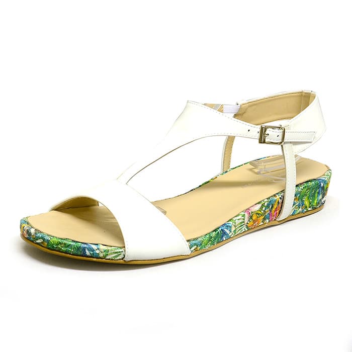sandales femme grande taille du 40 au 48, cuir lisse blanc, talon de 3 à 4 cm, sandales plates confort, chaussures pour l'été