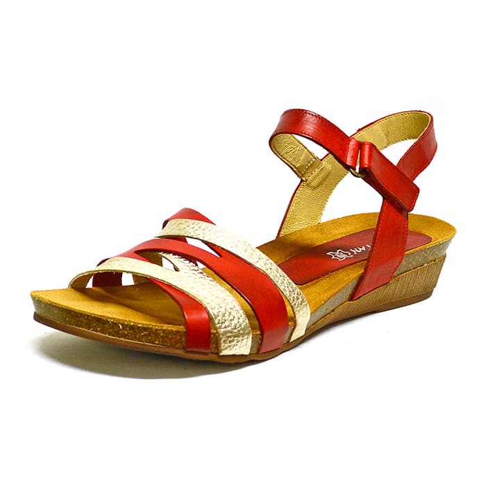 sandales femme grande taille du 40 au 48, cuir lisse rouge or, talon de 3 à 4 cm, sandales plates confort detente, chaussures pour l'été