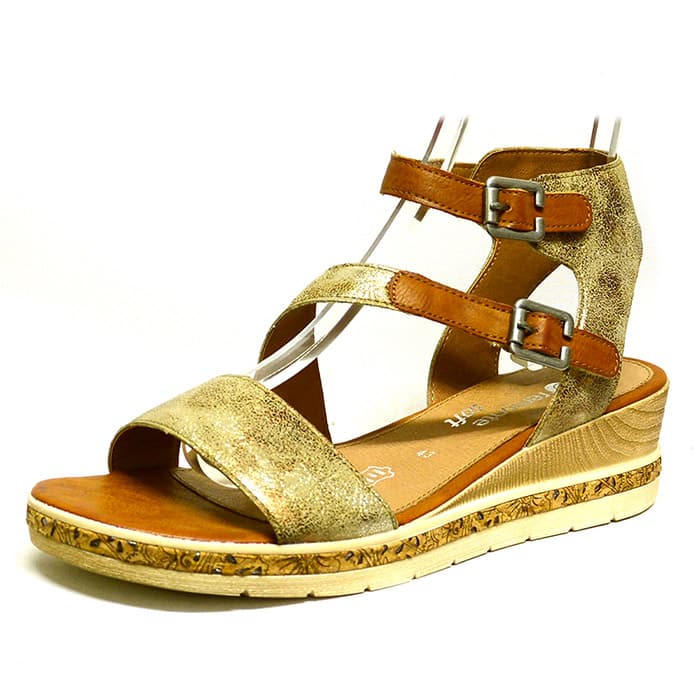 sandales femme grande taille du 40 au 48, cuir lisse bronze camel metallise multicolore, talon de 5 à 6 cm, tendance confort detente talons compensés, chaussures pour l'été