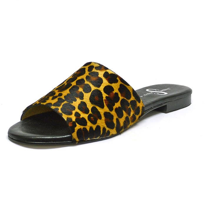 mules femme grande taille du 40 au 48, leopard multicolore noir, talon de 0,5 à 2 cm, plates sandales plates detente fantaisie, chaussures pour l'été