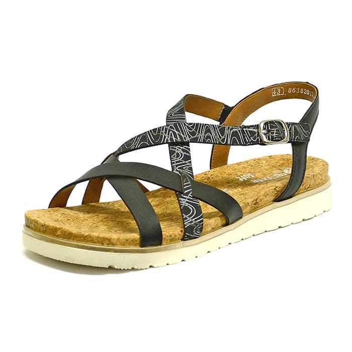 sandales femme grande taille du 40 au 48, cuir lisse noir, talon de 0,5 à 2 cm, plates sandales plates confort detente talons compensés, chaussures pour l'été