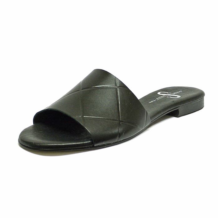 mules femme grande taille du 40 au 48, cuir lisse noir, talon de 0,5 à 2 cm, mode sandales plates confort, chaussures pour l'été