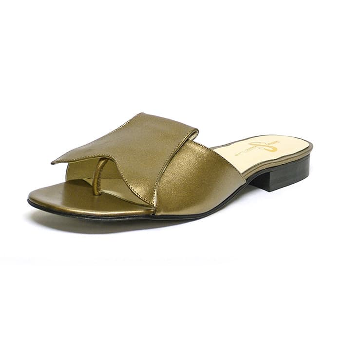 entre-doigts femme grande taille du 40 au 48, cuir lisse bronze, talon de 0,5 à 2 cm, plates sandales plates detente, chaussures pour l'été