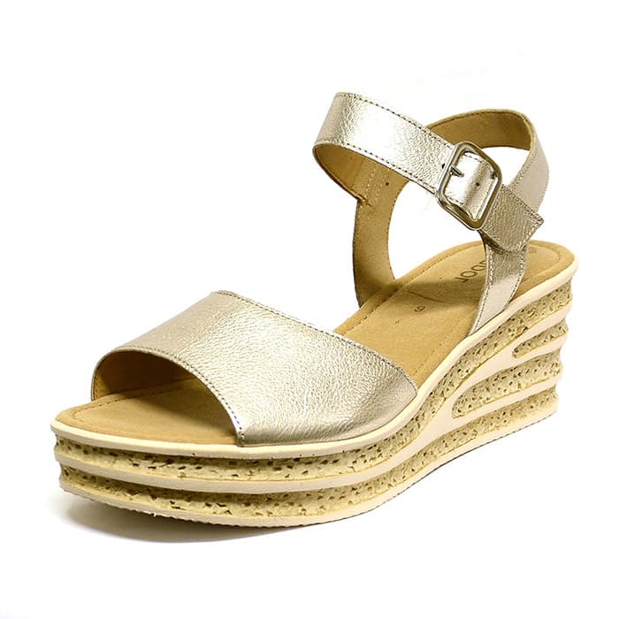 sandales femme grande taille du 40 au 48, cuir grainé metallise or, talon de 7 à 8 cm, à patins mode tendance sandales talons hauts detente talons compensés, chaussures pour l'été